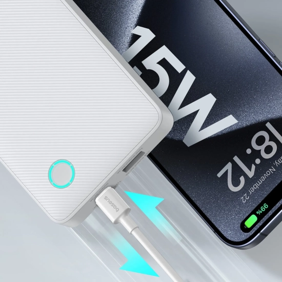 Baseus Airpow Lite powerbank 10000 mAh 15 W biały
