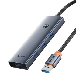 Hub USB-A Baseus UltraJoy 4x USB-A 3.0 50 cm szary