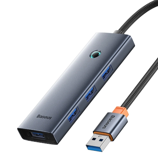 Główne zdjęcie produktu: Hub USB Baseus UltraJoy 4x USB-A 3.0 5 Gb/s szary.