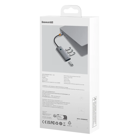 Baseus Hub USB UltraJoy 4x USB-A 3.0 5 Gb/s szary
