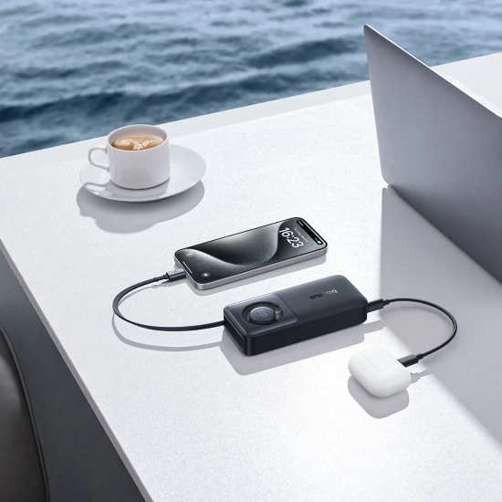 Baseus Free2Pull powerbank 10000 mAh 30 W zwijany kabel czarny