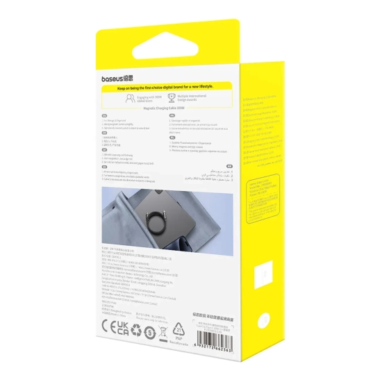Kabel Baseus Tungsten Gold Magnetic USB-C – USB-C 100W 1 m czarny