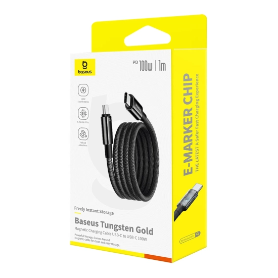 Baseus Tungsten Gold Magnetic USB-C – USB-C 100 W 1 m czarny