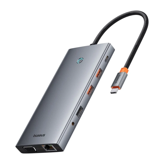 Hub USB-C Baseus PortalJoy 13w1 HDMI DP VGA RJ45 szary