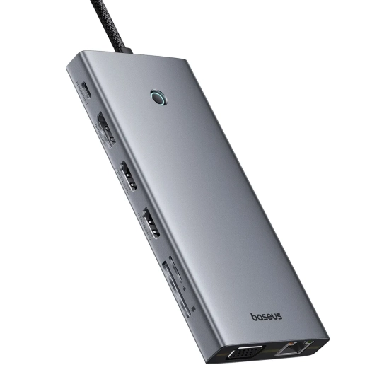 Hub USB-C Baseus PortalJoy 13w1 HDMI DP VGA RJ45 szary