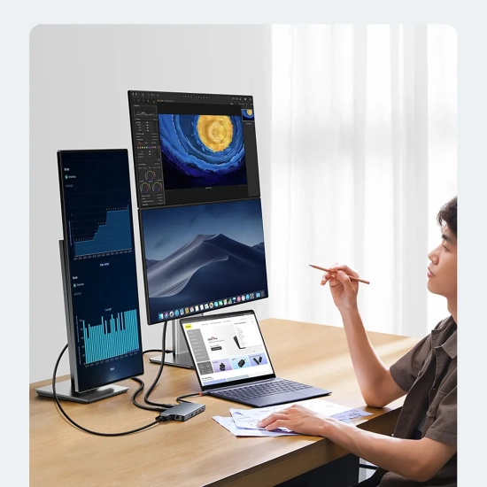 Hub USB-C Baseus PortalJoy 13w1 HDMI DP VGA RJ45 szary