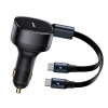 Ładowarka samochodowa 2w1 z dwoma przewodami USB-C 33W - czarna