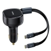Ładowarka samochodowa 2w1 z dwoma przewodami USB-C 33W - czarna
