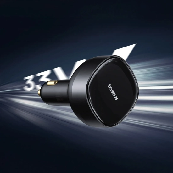 Ładowarka samochodowa 2w1 z dwoma przewodami USB-C 33W - czarna