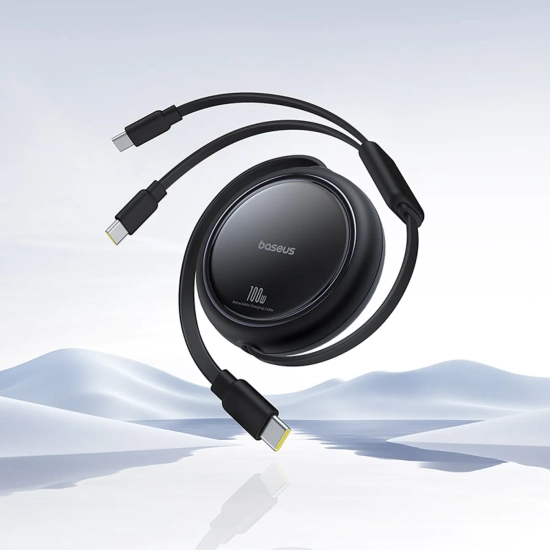 Baseus Bright Mirror Series zwijany USB-C – 2× USB-C 100 W 1 m czarny