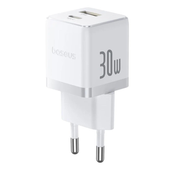 Baseus Palm ładowarka sieciowa 30W USB-C USB-A biała — wariant produktu marki Baseus, kolor biały, moc do 30W.