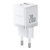 Baseus Palm ładowarka sieciowa 20W USB-C USB-A biała — wariant produktu marki Baseus, kolor biały, moc do 20W.