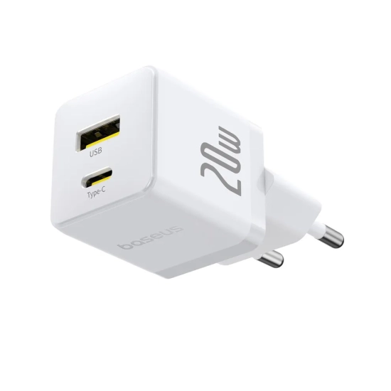Baseus Palm ładowarka sieciowa 20 W USB-C USB-A biała