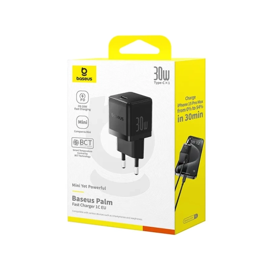 Baseus Palm ładowarka sieciowa 30 W USB-C czarna