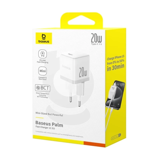 Baseus Palm ładowarka sieciowa 20 W USB-C biała