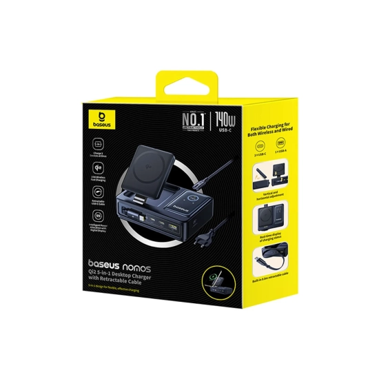 Baseus NOMOS ładowarka bezprzewodowa 5w1 140 W czarna