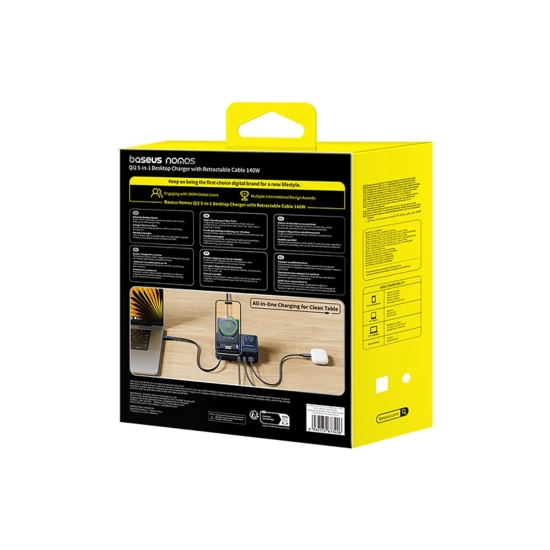 Baseus NOMOS ładowarka bezprzewodowa 5w1 140 W czarna