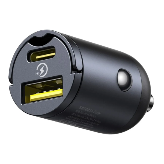 Ładowarka samochodowa USB-A USB-C 30W - czarna