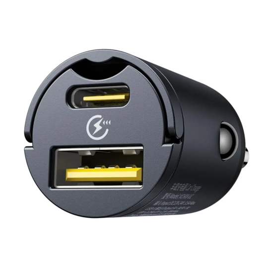 Ładowarka samochodowa USB-A USB-C 30W - czarna