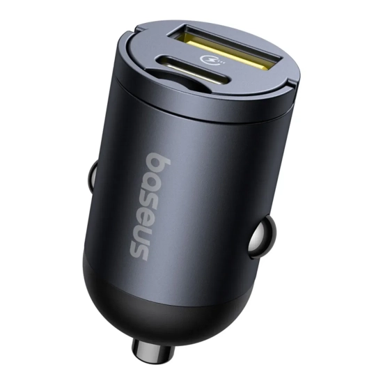 Ładowarka samochodowa USB-A USB-C 30W - czarna