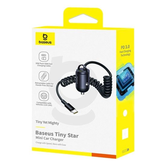 Baseus Ładowarka samochodowa Tiny Star Mini 30 W USB-C