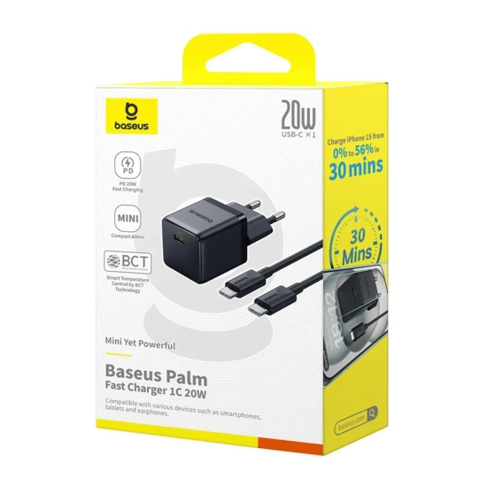 Ładowarka sieciowa Palm 1C 20W z kablem USB-C 60W 1m - czarna