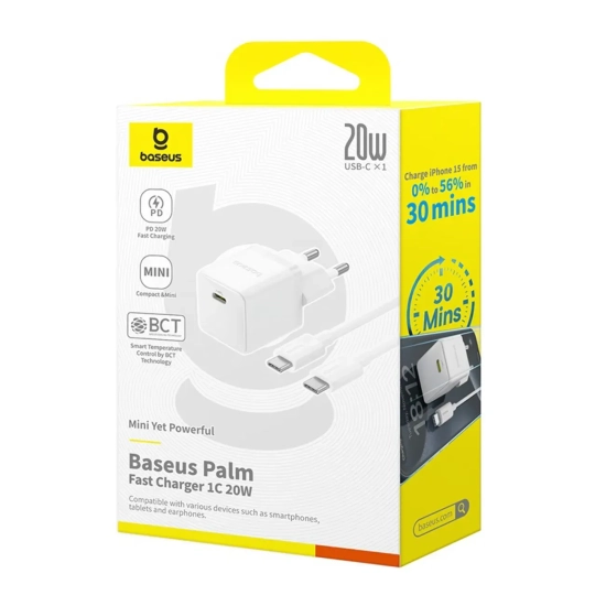 Ładowarka sieciowa Palm 1C 20W z kablem USB-C 60W 1m - biała