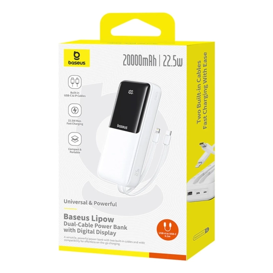 Baseus Powerbank LiPow 20000 mAh 22,5 W biały