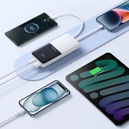 Powerbank 10000mAh 22.5W Lipow z wbudowanymi kablami USB-C iPhone