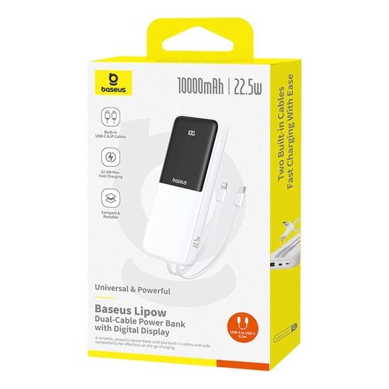 Baseus Lipow powerbank 10000 mAh 22.5 W biały