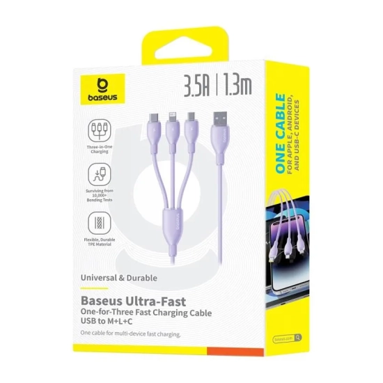 Baseus Kabel P10376303511-00 USB-A–Micro USB/Lightning/USB-C 1,3 m
