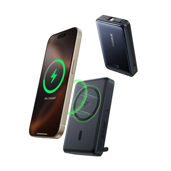 Powerbank magnetyczny 10000mAh z podstawką wbudowanym kablem USB-C Qi2