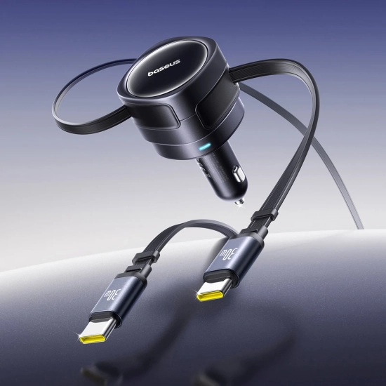 Baseus Enjoyment Max ładowarka samochodowa 60 W zwijany kabel czarna