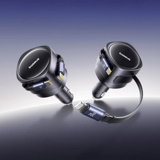 Baseus Enjoyment Max ładowarka samochodowa 60 W zwijany kabel czarna