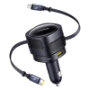 Baseus Enjoyment Max ładowarka samochodowa 90W zwijany kabel czarna — wariant produktu marki Baseus, kolor czarny, moc d