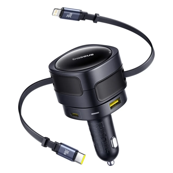 Ładowarka samochodowa USB-C z kablem USB-C iPhone Lightning 90W - czarna