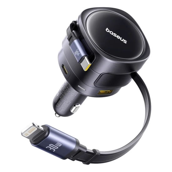 Baseus Enjoyment Max ładowarka samochodowa 90 W zwijany kabel czarna