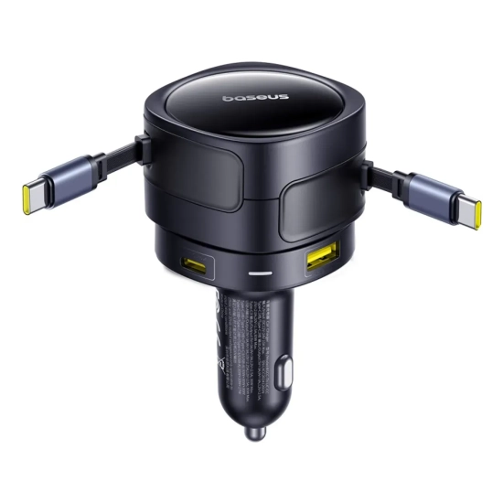 Ładowarka samochodowa ze zwijanymi kablami USB-C USB-A 90W