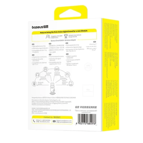Adapter Bluetooth Baseus Encok BA04+ USB-A 5.4 czarny