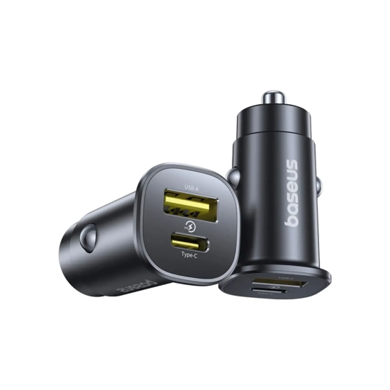 Ładowarka samochodowa USB-C USB-A 30W - czarna