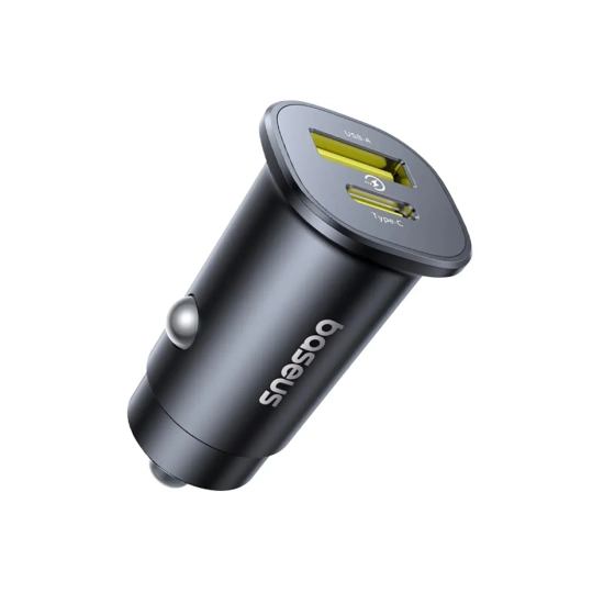 Ładowarka samochodowa USB-C USB-A 30W - czarna