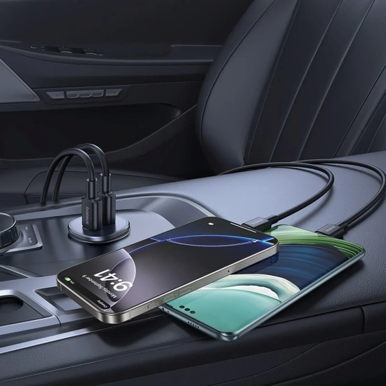 Ładowarka samochodowa USB-C USB-A 30W - czarna