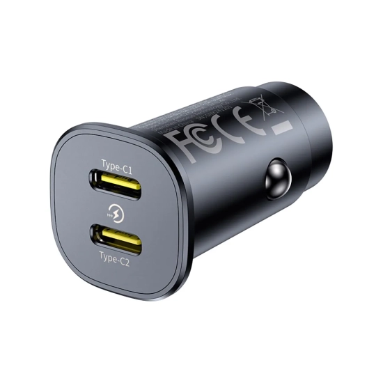 Baseus GoTrip ładowarka samochodowa 30 W 2x USB-C czarna