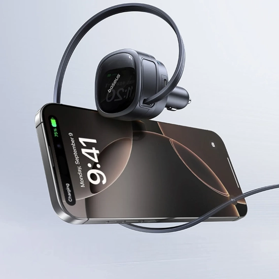 Baseus PrimeTrip VR1 ładowarka samochodowa 60 W zwijany kabel czarna