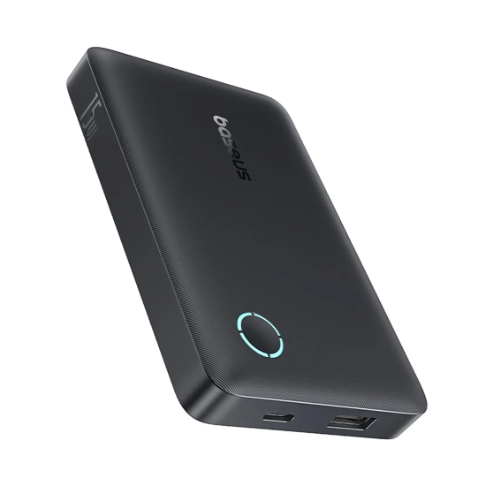 Powerbank 10000mAh 15W EnerFill FP11 z kablem USB-C 20V 3A 30cm - czarny