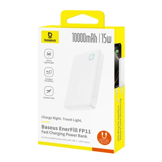 Baseus Powerbank EnerFill FP11 10000 mAh 15 W biały
