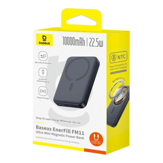 Baseus EnerFill FM11 Ultra-Mini powerbank 10000 mAh 22.5 W magnetyczny czarny
