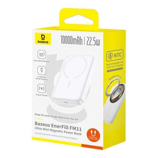 Baseus EnerFill FM11 powerbank 10000 mAh 22.5 W magnetyczny biały