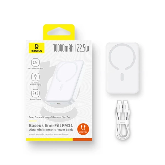 Baseus EnerFill FM11 powerbank 10000 mAh 22.5 W magnetyczny biały
