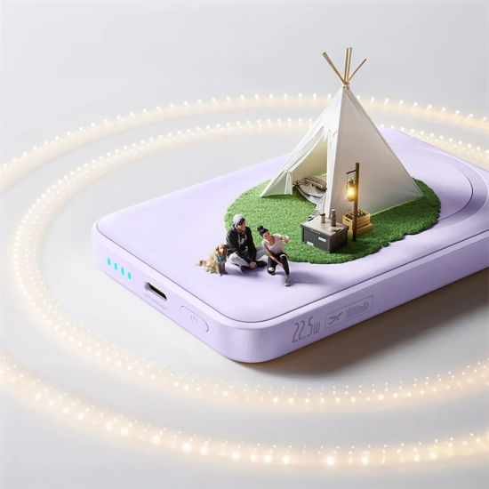 Powerbank indukcyjny 10000mAh 22.5W MagSafe z kablem USB-C 20V/3A 0.3m